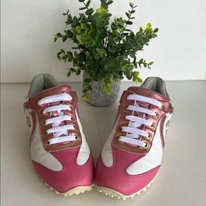 Duca Del Cosma Women's Pink and White Golf Sneakers